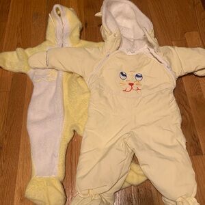 Adorable Vintage Yellow Baby Snowsuit with Full Lining